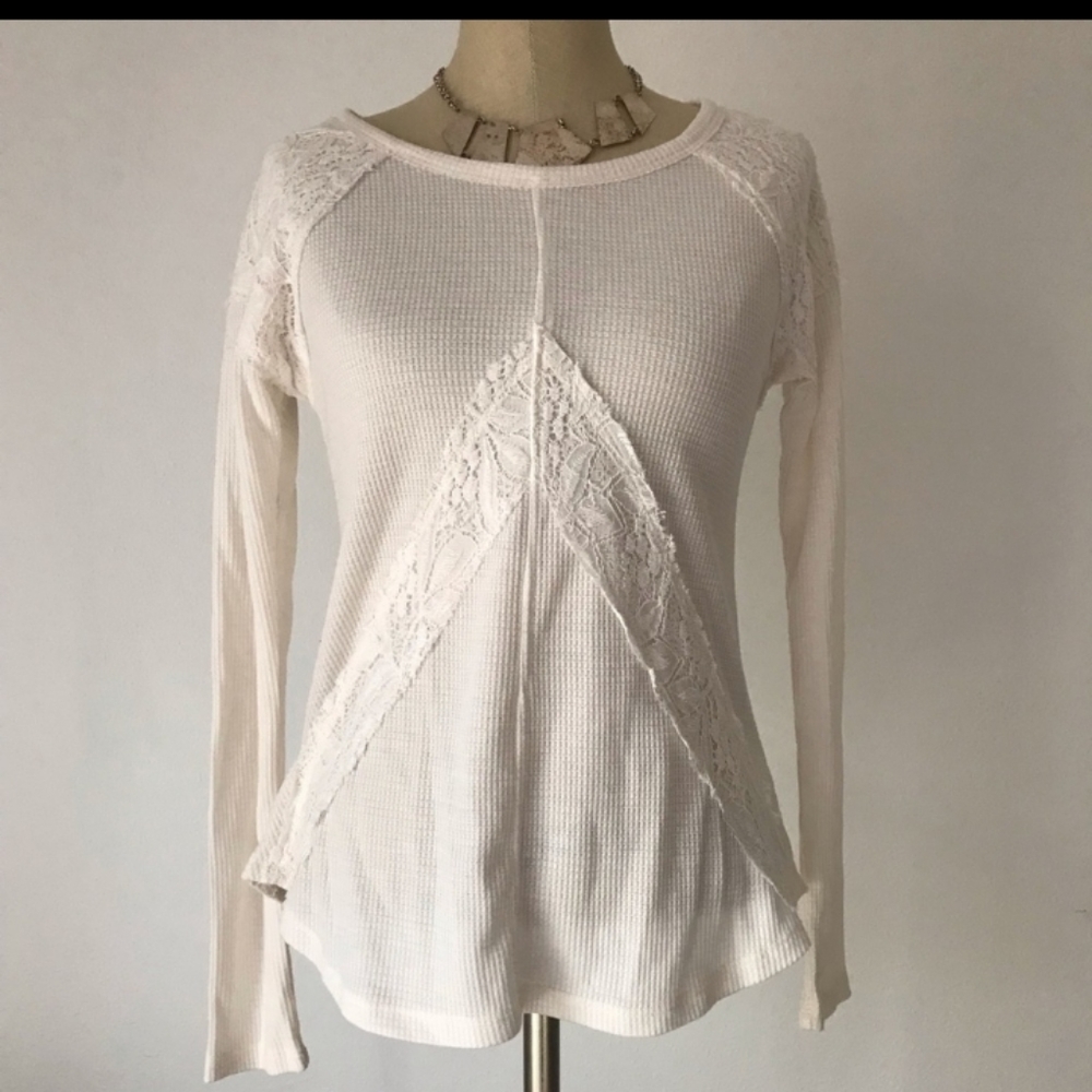 Henley thermal boho vibe white size small